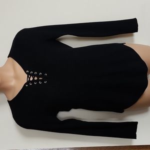 laced up long sleeve top
